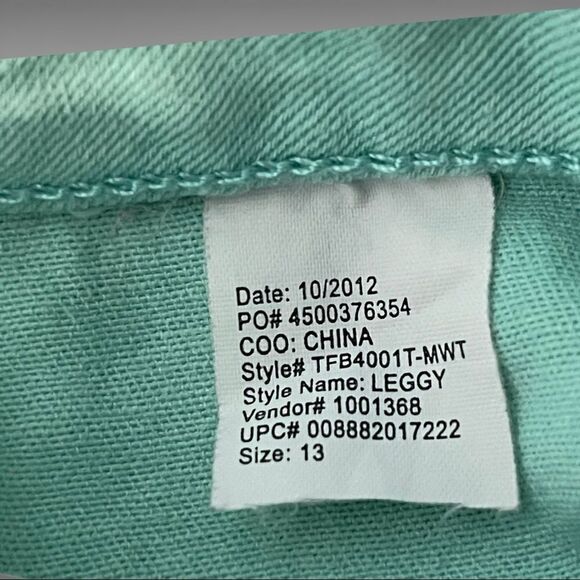 True Freedom  "Leggy" Mint Green Jean/Jegging Size‎ 13 Juniors - Picture 3 of 8